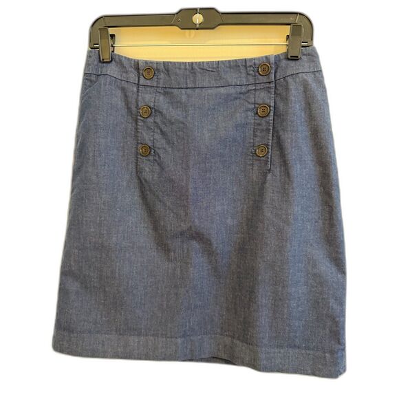 LOFT Dresses & Skirts - Ann Taylor LOFT Chambray Denim skirt Button Front Lined mid length S4